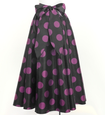 Flamenco Long circular skirt / Dots / Dark Purple & Pink / FS-58