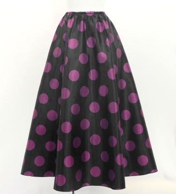 Flamenco Long circular skirt / Dots / Dark Purple & Pink / FS-58