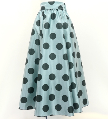 Flamenco Long circular skirt / Dots / Gray & Dark Gray / FS-59