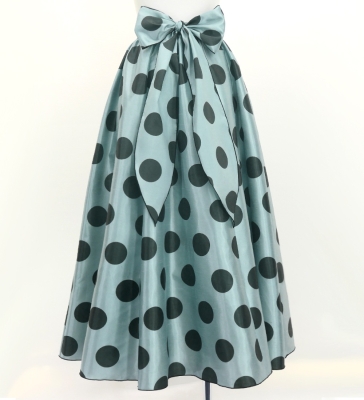 Flamenco Long circular skirt / Dots / Gray & Dark Gray / FS-59