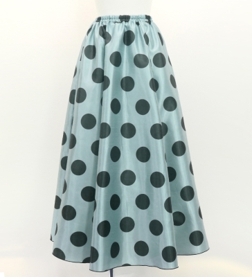 Flamenco Long circular skirt / Dots / Gray & Dark Gray / FS-59