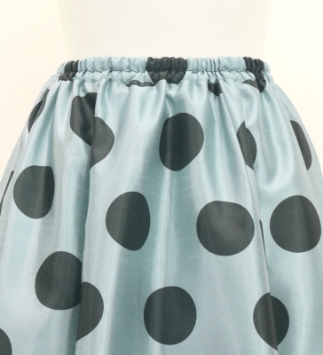 Flamenco Long circular skirt / Dots / Gray & Dark Gray / FS-59