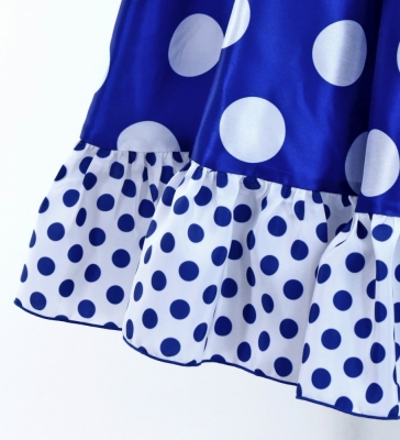 Circular Flamenco Skirt with Frills / Polka Dots / Blue & White / JFS-5