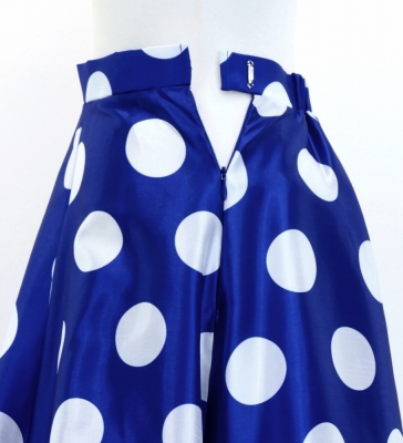 Circular Flamenco Skirt with Frills / Polka Dots / Blue & White / JFS-5