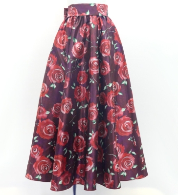 Flamenco Long circular skirt / Rose / Wine / FS-60