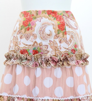 Flamenco Tiered Skirt / Floral & Dots / Pink Beige / FS-63