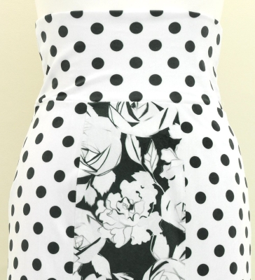 Flamenco High Waist Mermaid Skirt / Dots & Roses / FS-73