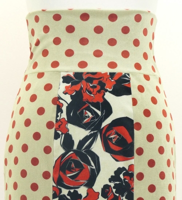 Flamenco High Waist Mermaid Skirt / Dots & Roses / FS-74