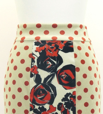 Flamenco High Waist Mermaid Skirt / Dots & Roses / FS-74