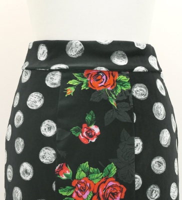 Flamenco High Waist Mermaid Skirt / Dots & Roses / FS-75