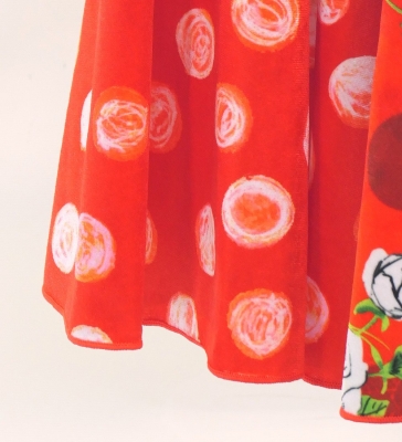 Flamenco High Waist Mermaid Skirt / Dots & Roses / FS-76