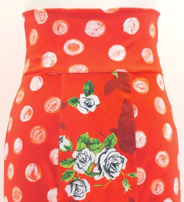 Flamenco High Waist Mermaid Skirt / Dots & Roses / FS-76