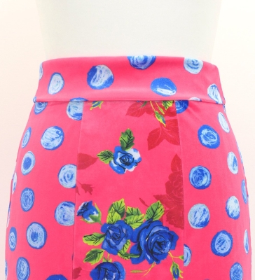 Flamenco High Waist Mermaid Skirt / Dots & Roses / FS-77