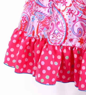 Circular Flamenco Skirt with Frills / Paisley / Pink / JFS-9