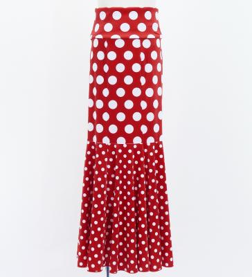 Kids Flamenco High Waist Mermaid Skirt / Dots / Red & White / JFSp-17