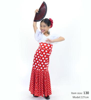 Kids Flamenco High Waist Mermaid Skirt / Dots / Red & White / JFSp-17