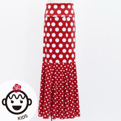 Kids Flamenco High Waist Mermaid Skirt / Dots / Red & White / JFSp-17