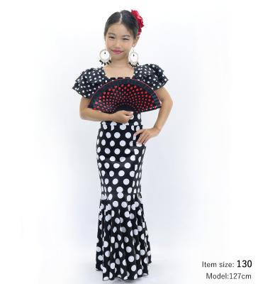 Kids Flamenco High Waist Mermaid Skirt / Dots / Black & White / JFSp-18