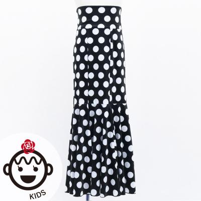 Kids Flamenco High Waist Mermaid Skirt / Dots / Black & White / JFSp-18