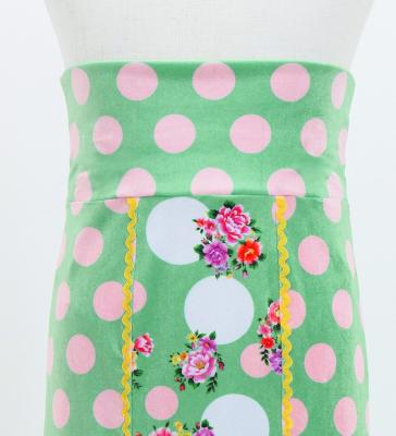 Kids Flamenco High Waist Mermaid Skirt / Bouquets & Dots / Turquoise Blue / JFSp-19
