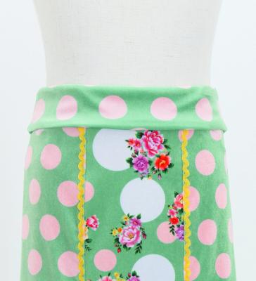 Kids Flamenco High Waist Mermaid Skirt / Bouquets & Dots / Turquoise Blue / JFSp-19