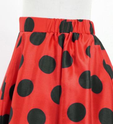 Kids Circular Flamenco Skirt with Frills / Polka Dots / Red & Black / JFSp-1