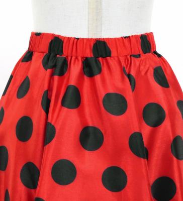 Kids Circular Flamenco Skirt with Frills / Polka Dots / Red & Black / JFSp-1
