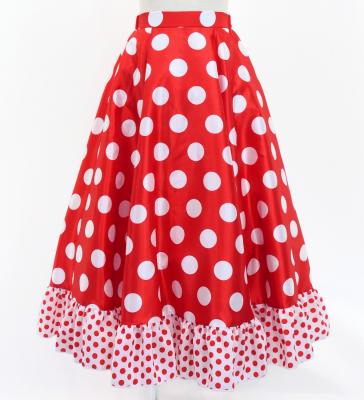 Kids Circular Flamenco Skirt with Frills / Polka Dots / Red & White / JFSp-2