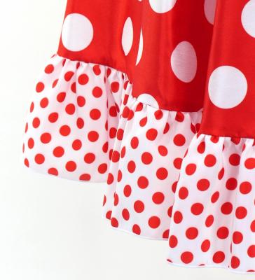Kids Circular Flamenco Skirt with Frills / Polka Dots / Red & White / JFSp-2