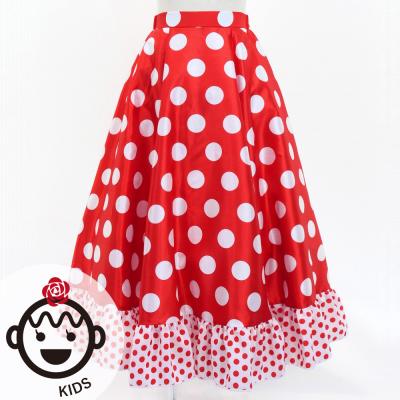 Kids Circular Flamenco Skirt with Frills / Polka Dots / Red & White / JFSp-2