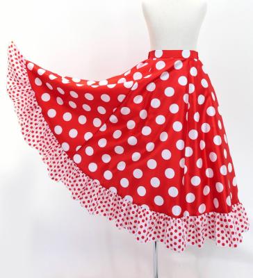 Kids Circular Flamenco Skirt with Frills / Polka Dots / Red & White / JFSp-2