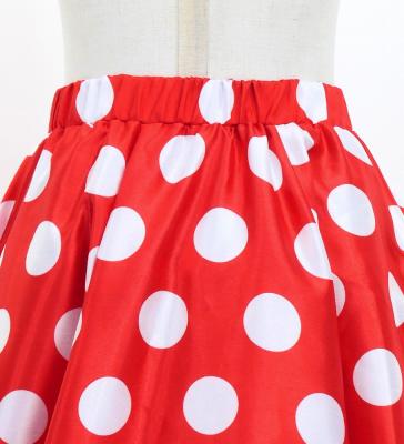 Kids Circular Flamenco Skirt with Frills / Polka Dots / Red & White / JFSp-2