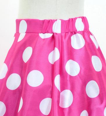 Kids Circular Flamenco Skirt with Frills / Polka Dots / Cherry Pink & Sky Blue / JFSp-4