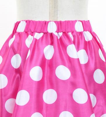Kids Circular Flamenco Skirt with Frills / Polka Dots / Cherry Pink & Sky Blue / JFSp-4
