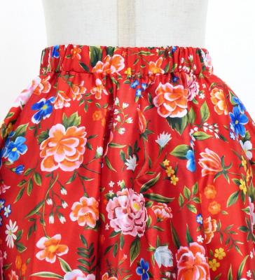 Kids Circular Flamenco Skirt with Frills / Floral / Red / JFSp-5
