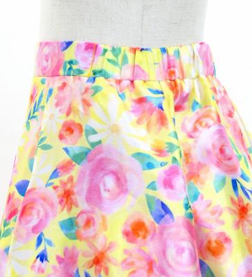 Kids Circular Flamenco Skirt with Frills / Floral / Cream / JFSp-7