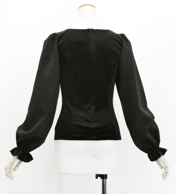 Flamenco Long Sleeve Blouse  / Black / J3181bk