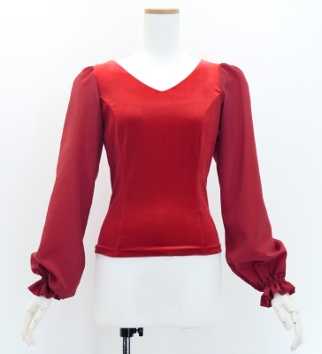 Flamenco Long Sleeve Blouse  / Dark Red2 / J3181drd2