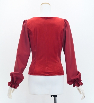 Flamenco Long Sleeve Blouse  / Dark Red2 / J3181drd2