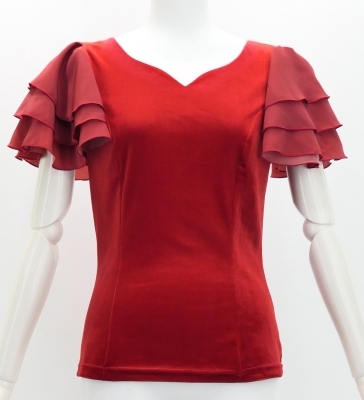 Flamenco 3 frilled Sleeve  / Dark Red2 / J3229drd2