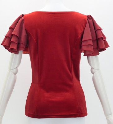 Flamenco 3 frilled Sleeve  / Dark Red2 / J3229drd2