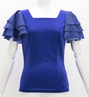 Flamenco 3 frilled Sleeve Blouse / Royal Blue / J3229rbl