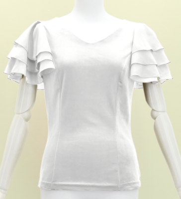 Flamenco 3 frilled Sleeve Blouse  / White / J3229wh