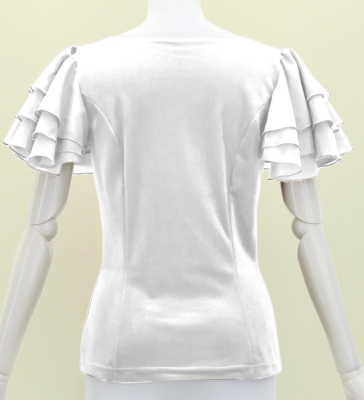 Flamenco 3 frilled Sleeve Blouse  / White / J3229wh