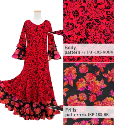 Kids Custom Flamenco Flare Velvet Dress with Frills / JCp128-mix