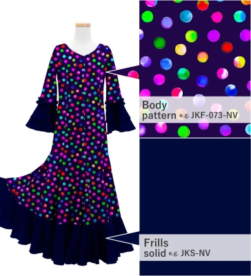 Kids Custom Flamenco Flare Velvet Dress with Frills / JCp128-mix