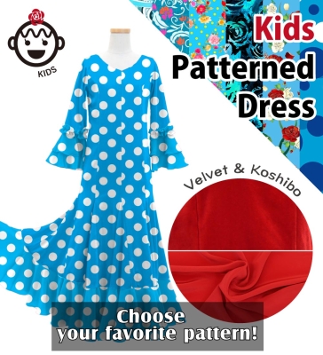 Kids Custom Flamenco Flare Velvet Dress with Frills / JCp128-pattern