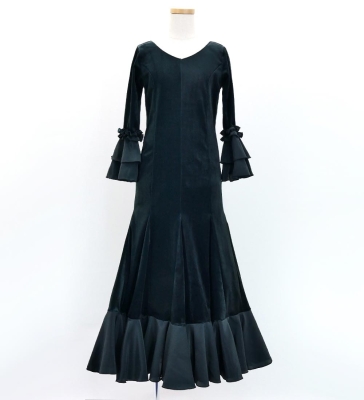 Kids Custom Flamenco Flare Velvet Dress with Frills / JCp128-mix