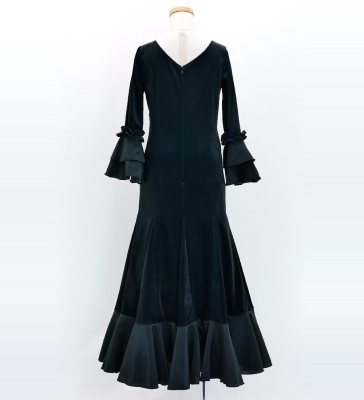 Kids Custom Flamenco Flare Velvet Dress with Frills / JCp128-mix
