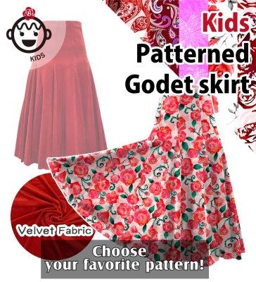 Kids Custom Flamenco Godet skirt with Velvet / JCp134-pattern